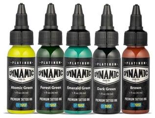 Farby do tatuażu (zatwierdzone w UE) Dynamic Color Platinum Zestaw tuszy do tatuażu 5 x 30 ml Earth