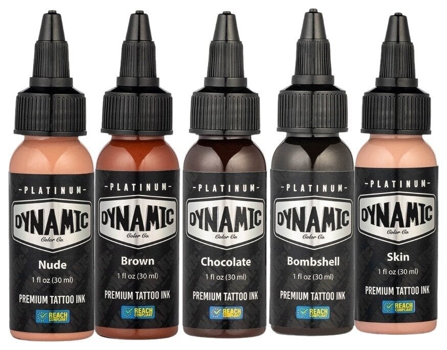 Farby do tatuażu (zatwierdzone w UE) Dynamic Color Platinum Zestaw tuszy do tatuażu 5 x 30 ml Flesh