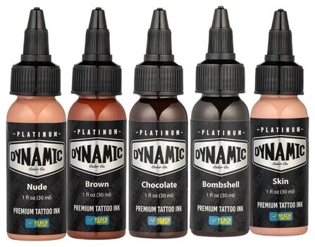 Farby do tatuażu (zatwierdzone w UE) Dynamic Color Platinum Zestaw tuszy do tatuażu 5 x 30 ml Flesh - 1