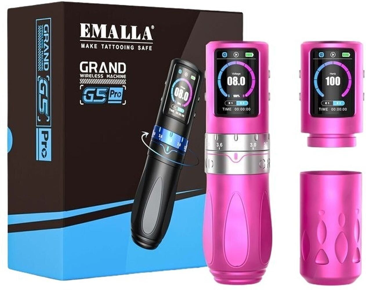 Бездротові тату-машинки Emalla Grand G5 Pro Бездротова тату-машинка 2,4–4,2 mm Pink