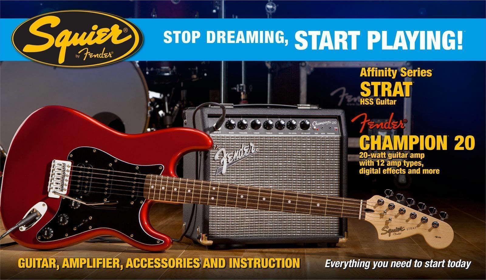 Guitarra elétrica Fender Squier Affinity Series Strat HSS Pack, Candy Apple Red