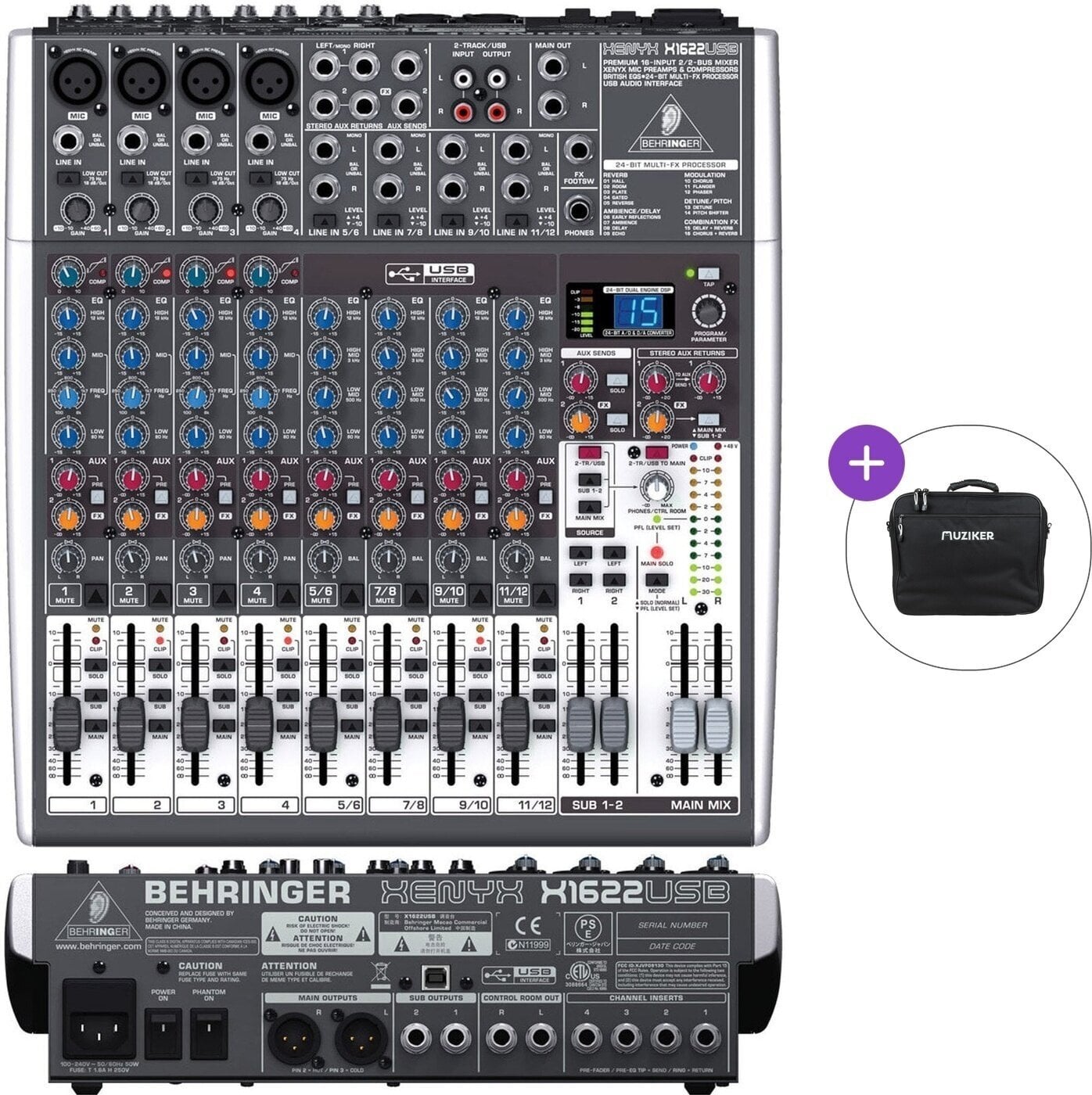 Analoog mengpaneel Behringer XENYX X 1622 USB Basic SET Analoog mengpaneel