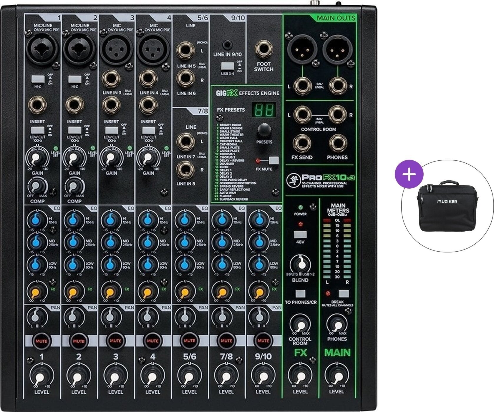Mesa de mezclas Mackie PROFX10 V3 Basic SET Mesa de mezclas