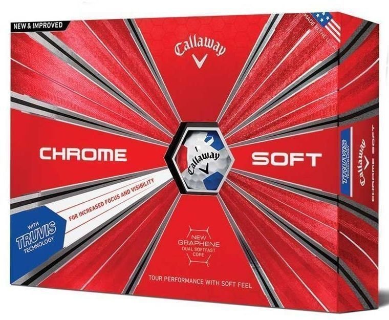 Golfový míček Callaway Chrome Soft 2018 Truvis Balls Red Blue
