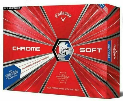 Нова топка за голф Callaway Chrome Soft 2018 Truvis Balls Red Blue - 1