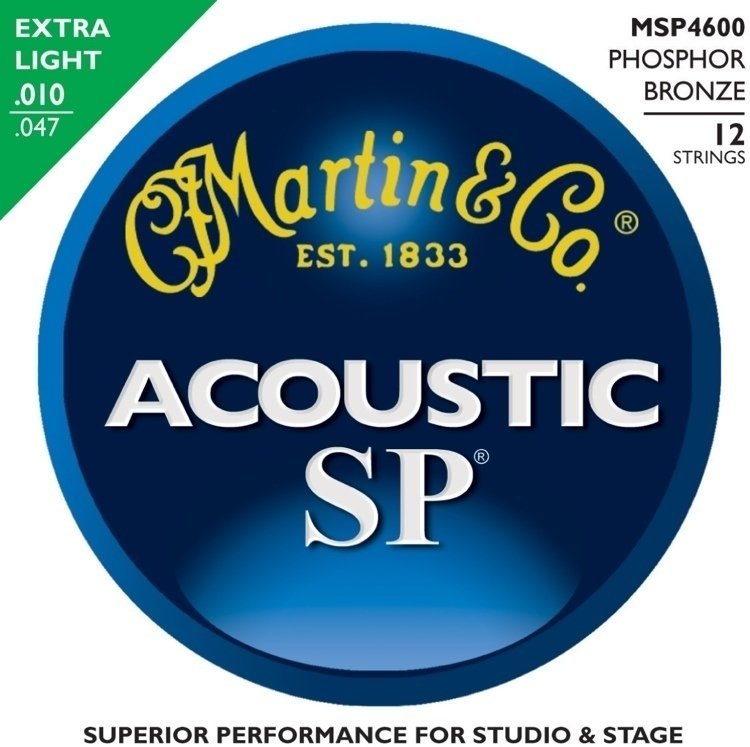 Snaren voor akoestische gitaar Martin MSP-4600 SP 92/8 Phosphor Bronze Extra Light 12-String