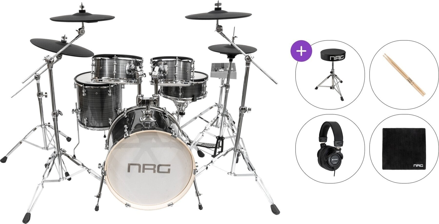 Elektronická bicí sada NRG EDK-1000 Pro Kit Standard SET Grey Elektronická bicí sada