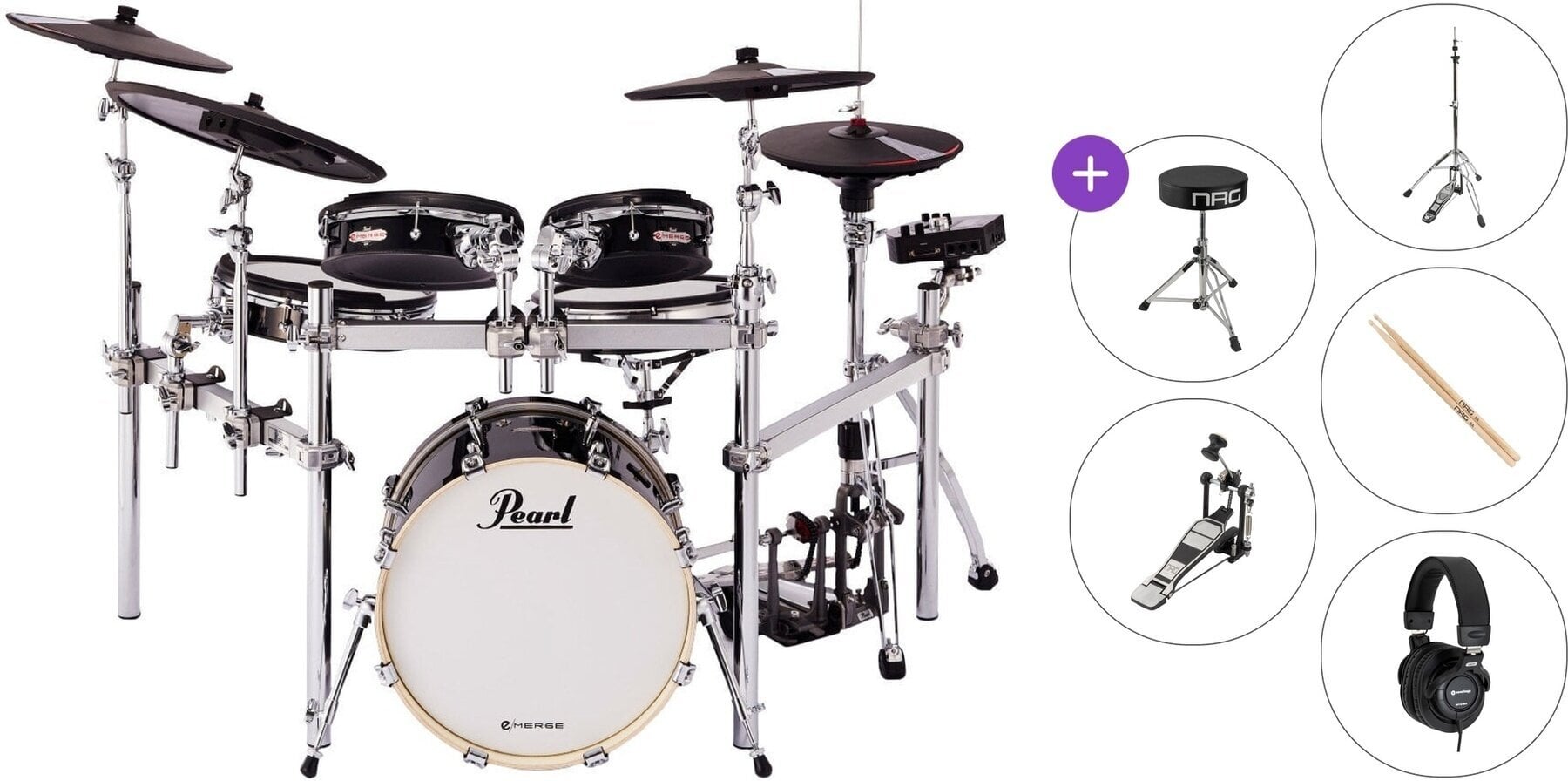 Elektronická bicia sada Pearl P-EM-53HB e/Merge Hybrid Basic SET Black Elektronická bicia sada