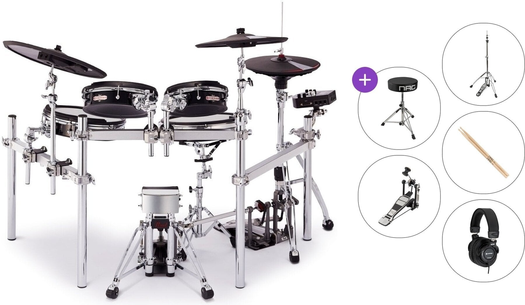 Elektronická bicia sada Pearl P-EM-53T e/Merge Traditional Basic SET Black Elektronická bicia sada