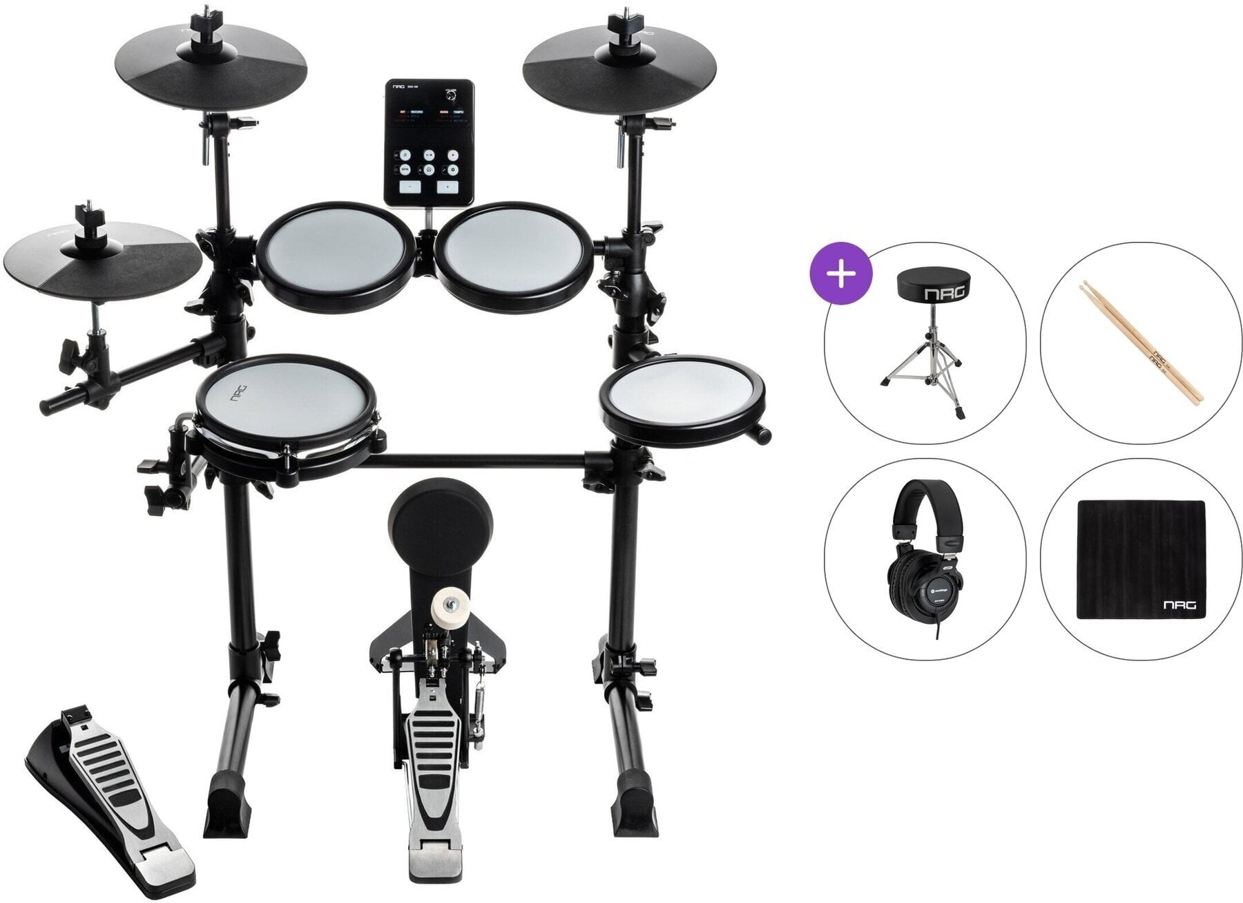 Elektronisk trommesæt NRG EDK-100 Student Kit Standard SET Black Elektronisk trommesæt