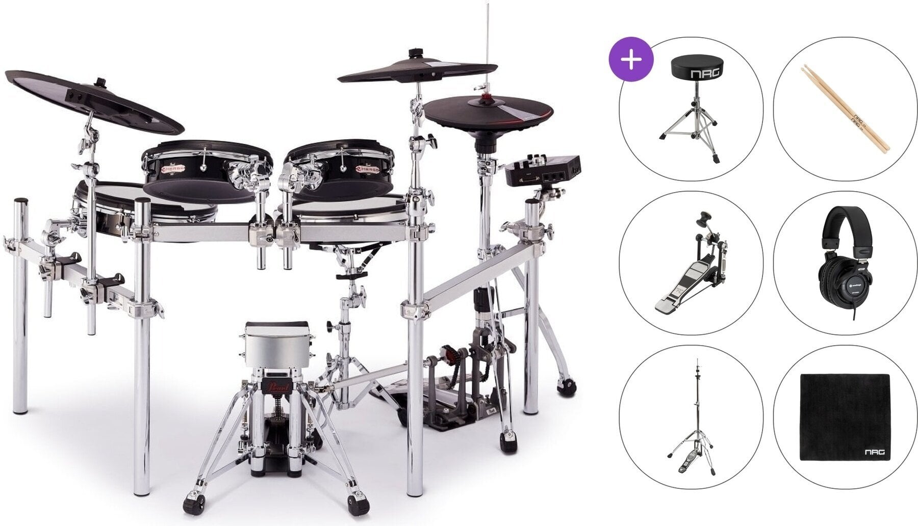 Elektronická bicia sada Pearl P-EM-53T e/Merge Traditional Standard SET Black Elektronická bicia sada