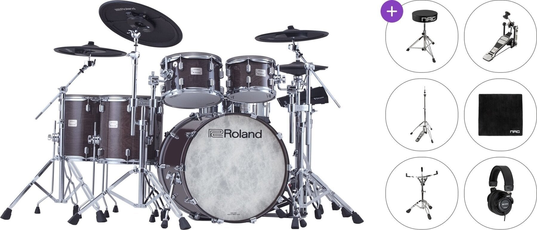 Elektronická bicí sada Roland VAD716 Standard SET Gloss Ebony Elektronická bicí sada