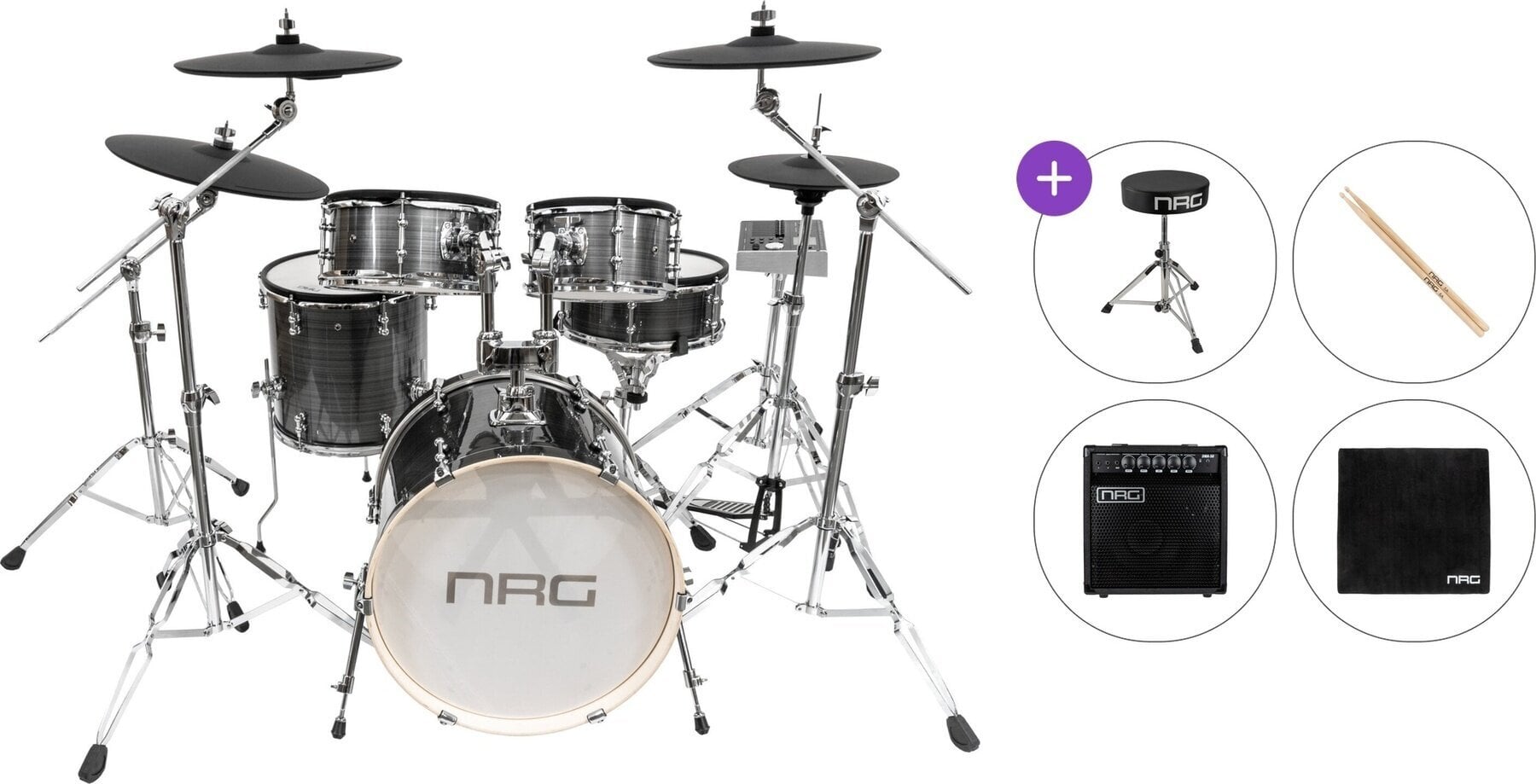 Electronic Drumkit NRG EDK-1000 Pro Kit Premium SET Grey Electronic Drumkit