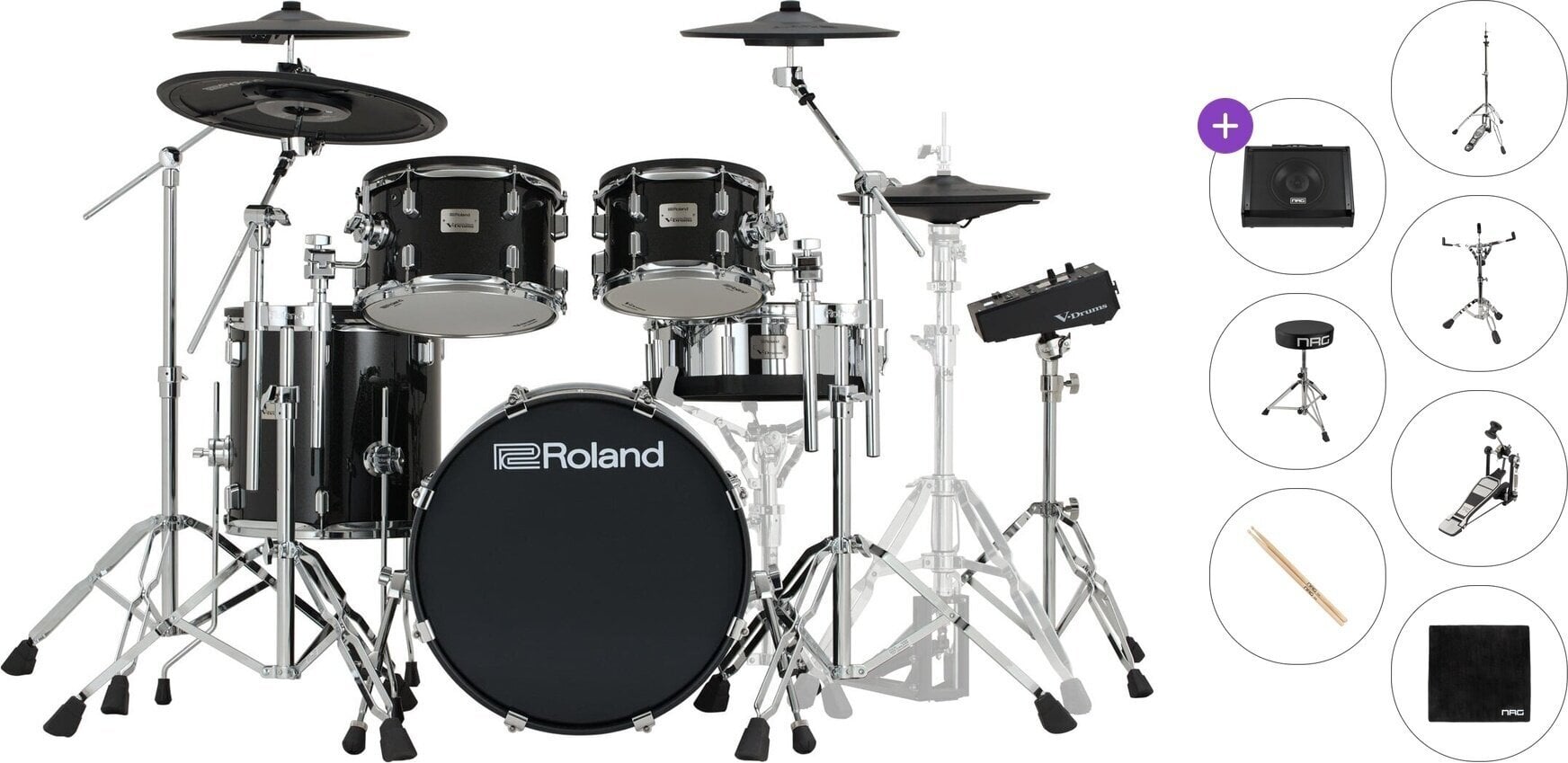 Elektronická bicí sada Roland VAD516 Premium SET Black Elektronická bicí sada
