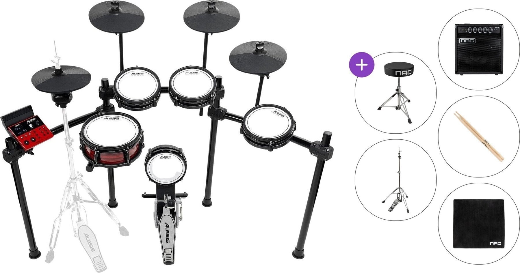 Elektronická bicí sada Alesis Nitro Ultimate Kit Premium SET Black Elektronická bicí sada