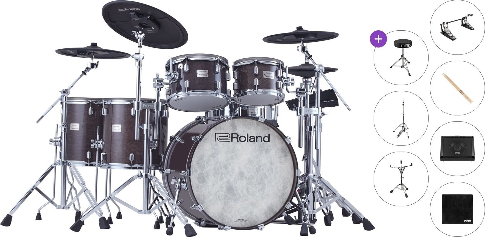 Elektronická bicí sada Roland VAD716 Premium SET Gloss Ebony Elektronická bicí sada