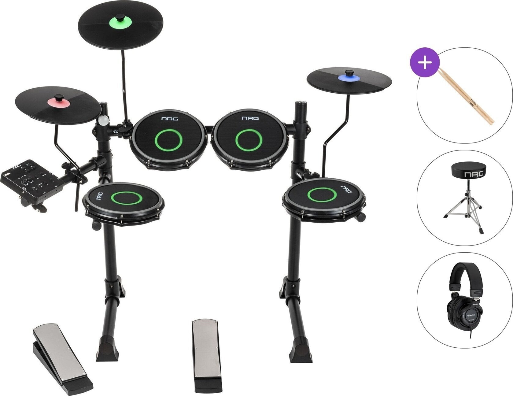 Електронна барабанна установка NRG EDK-50 LightUp Basic SET Black Електронна барабанна установка