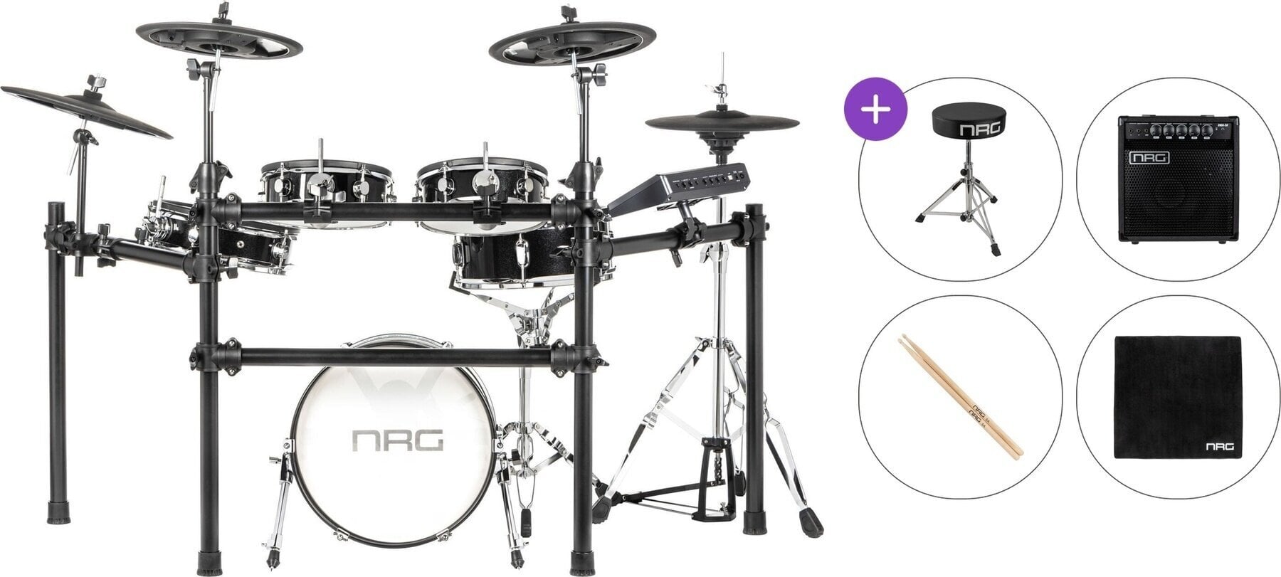Електронна барабанна установка NRG EDK-600 Performance Kit Premium SET Black Електронна барабанна установка