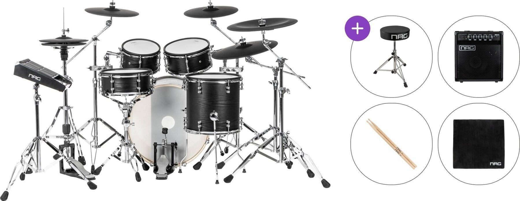 Elektrooniline trummikomplekt NRG EDK-2000 Ultimate Kit Premium SET Black Elektrooniline trummikomplekt