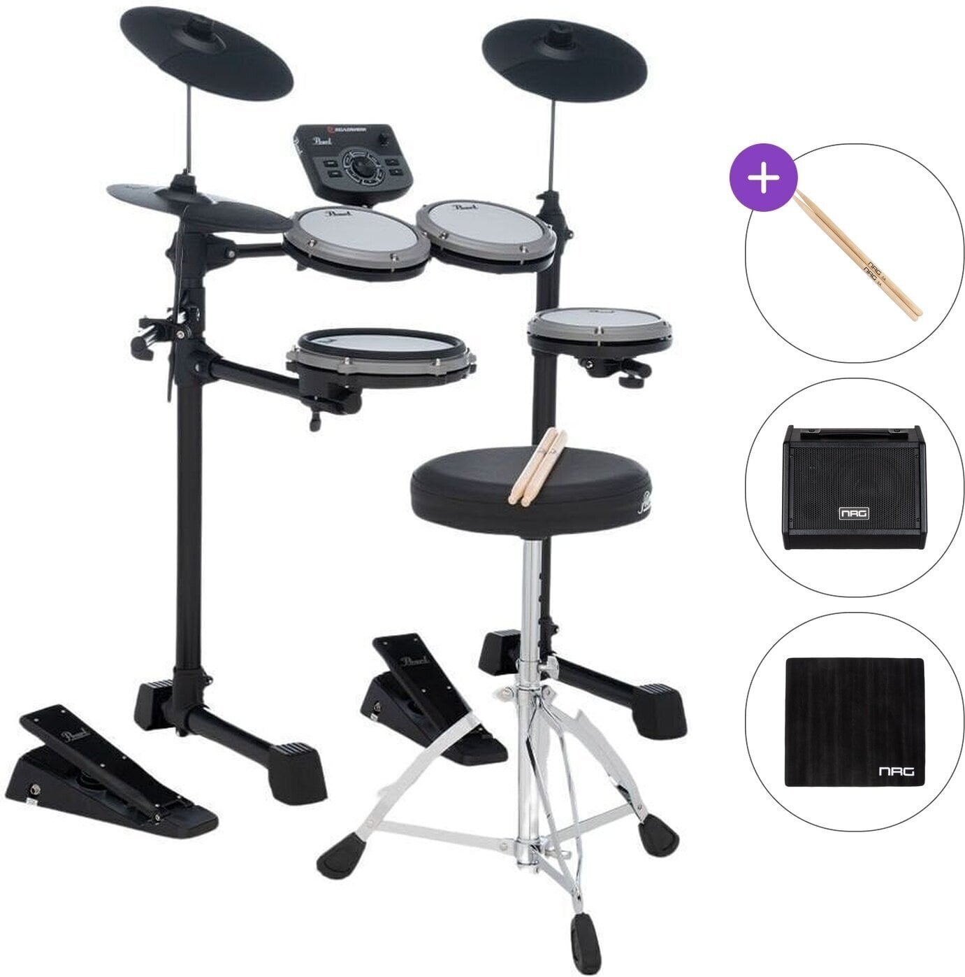 Set Batteria Elettronica Pearl eRoadshow Premium SET Black Set Batteria Elettronica