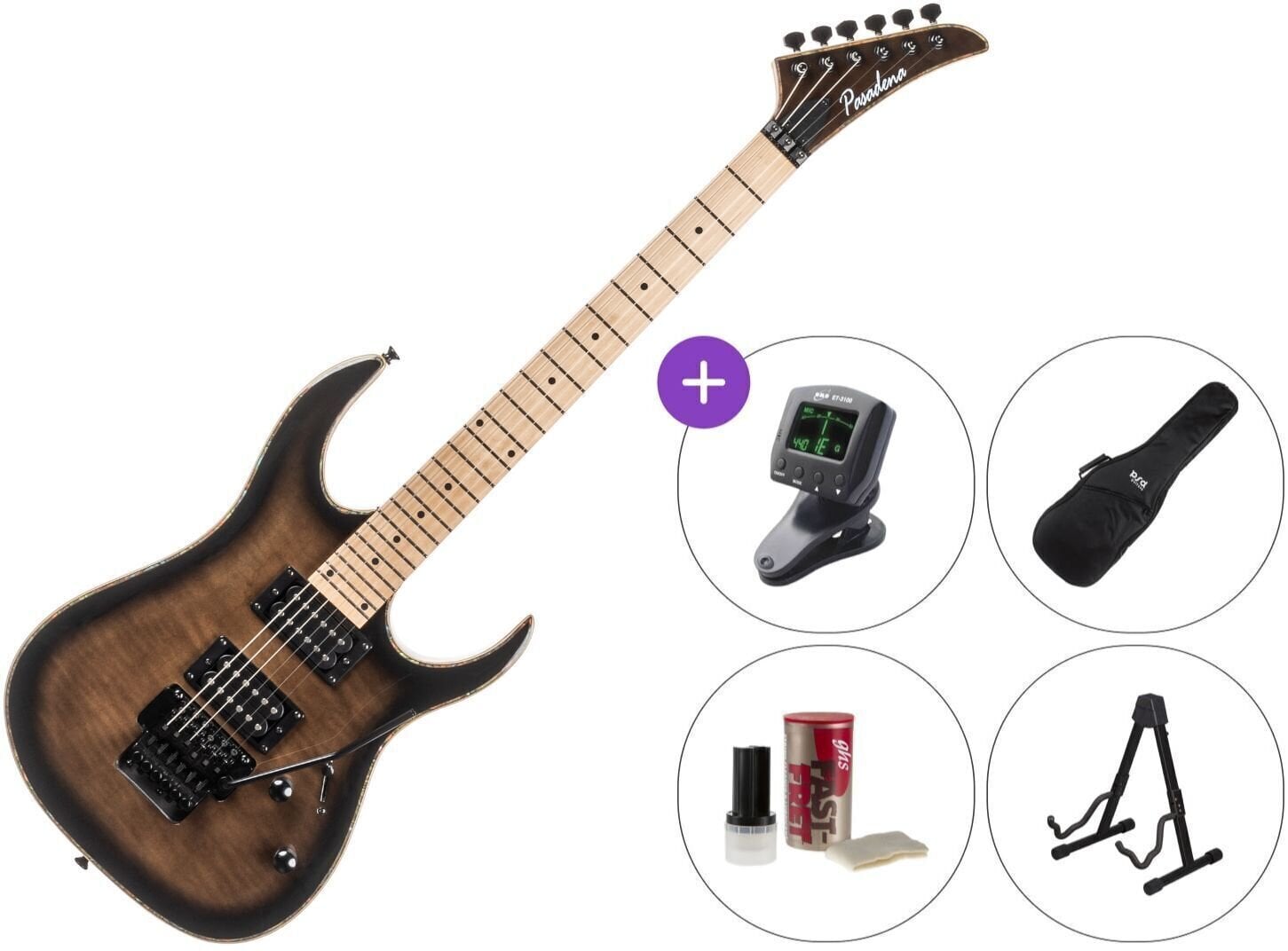 Elektrisk guitar Pasadena CL103 Standard SET Dark Transparent Brown Elektrisk guitar