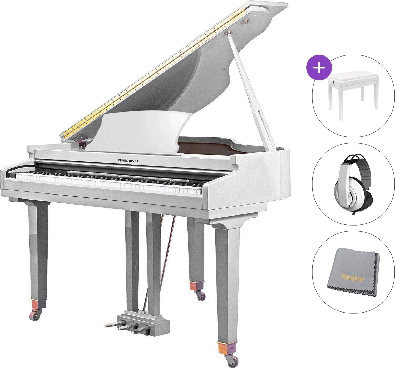 Piano de cola grand digital Pearl River GP 1100 Standard SET Piano de cola grand digital White