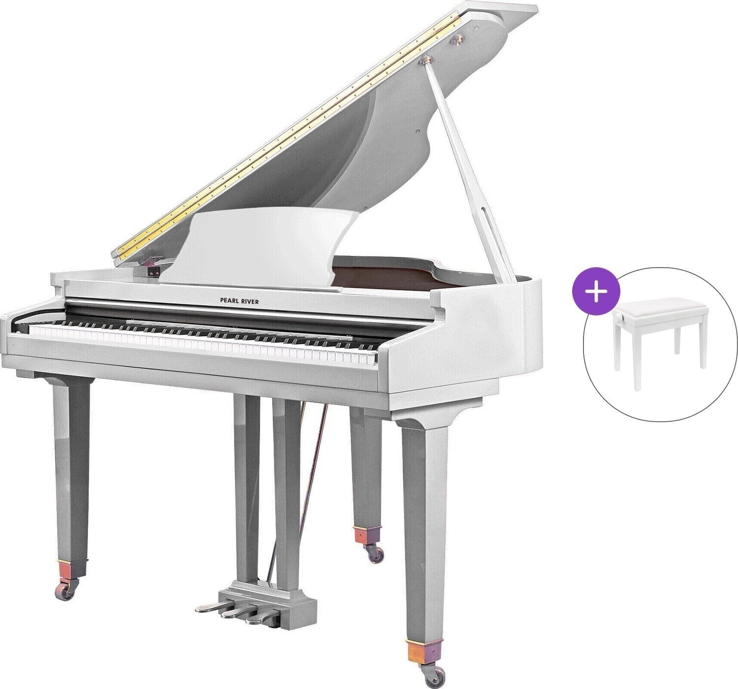 Piano de cola grand digital Pearl River GP 1100 Basic SET Piano de cola grand digital White