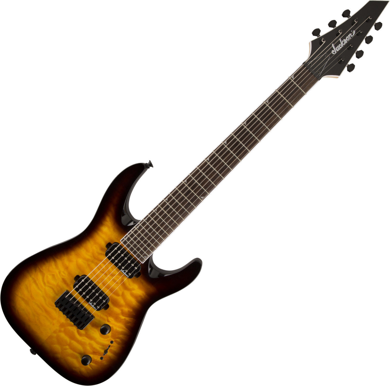 7-strenget elektrisk guitar Jackson JS32-7Q Dinky IL Tobacco Burst
