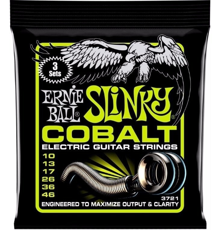 Cordes pour guitares électriques Ernie Ball 3721 Slinky Cobalt 3-Pack