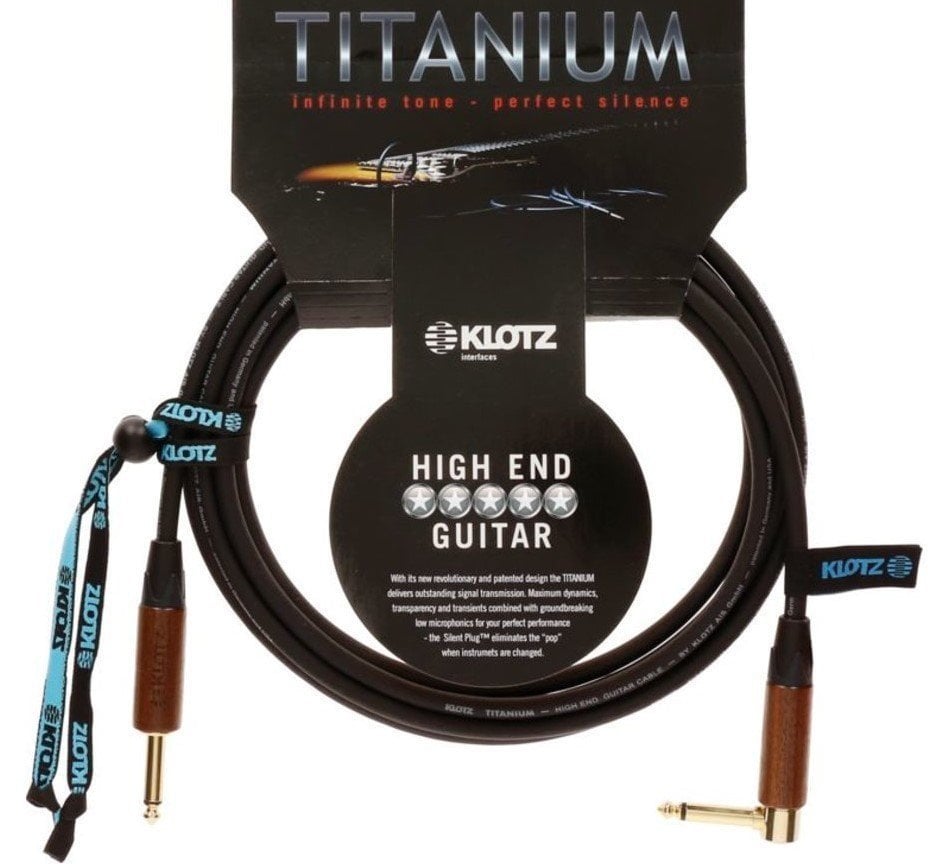 Câble pour instrument Klotz TIW0300PR Titanium Walnut Noir 3 m Droit - Angle