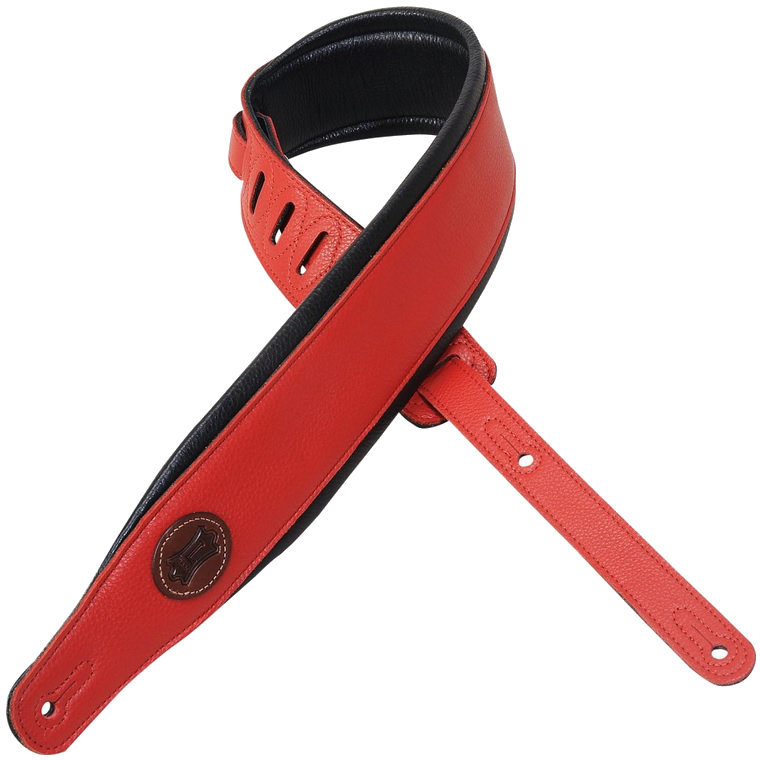 Sangle pour guitare Levys MSS2 Padded Leather Guitar Strap, Red