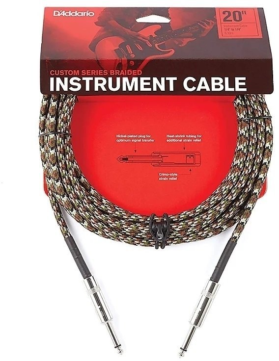 Instrument Cable D'Addario PW-BG-20 Camo 6‚10 m Straight - Straight