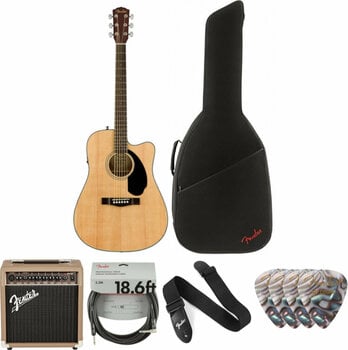 electro-acoustic guitar Fender CD-60SCE Dreadnought WN Natural Deluxe SET Natural - 1