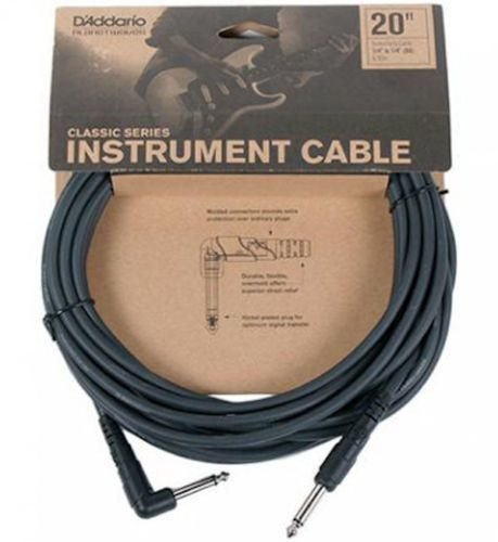 Instrument Cable D'Addario Planet Waves PW-CGTRA-20 Black 6 m Straight - Angled