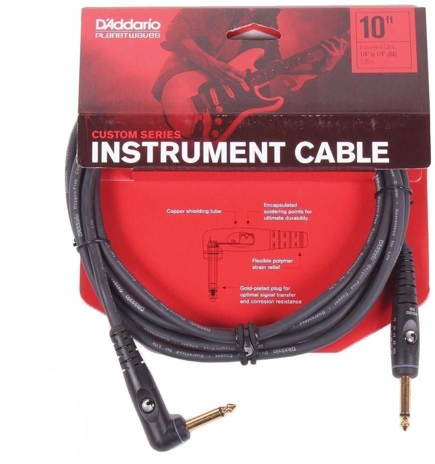 Instrument Cable D'Addario Planet Waves PW-GRA-10 Black 3 m Straight - Angled