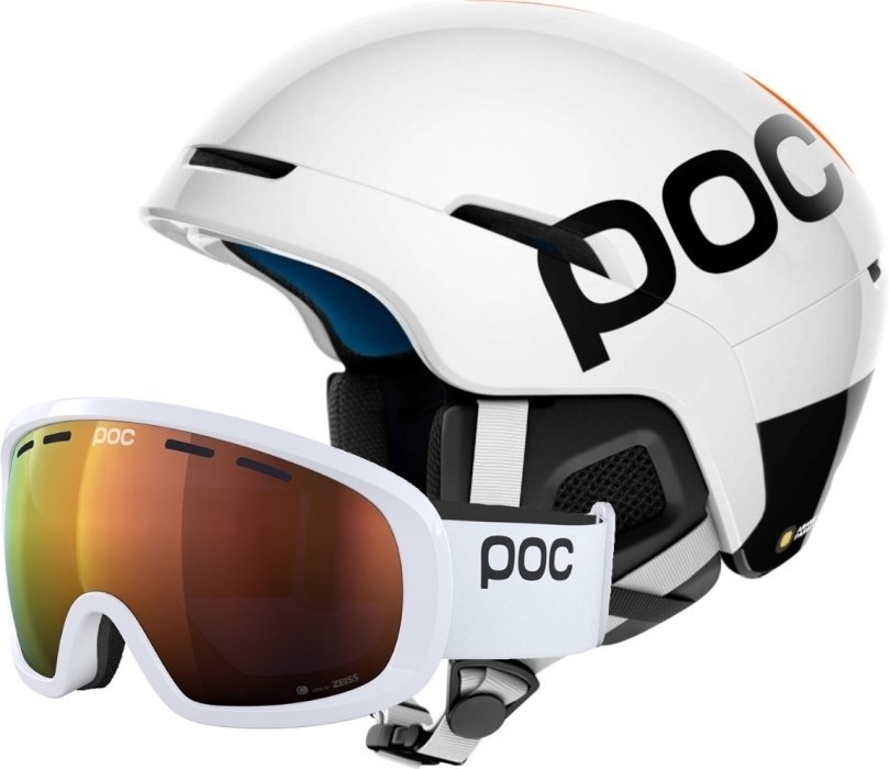 Capacete de esqui POC Obex Backcountry Spin Ski Helmet Hydrogen White/Fluorescent Orange XS/S SET Hydrogen White/Fluorescent Orange XS/S (51-54 cm) Capacete de esqui