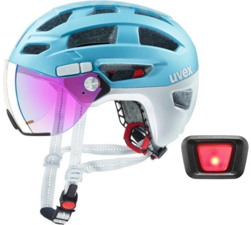 Bike Helmet UVEX Finale Visor Strato Cool Blue 52-57 Led SET Strato Cool Blue 52-57 Bike Helmet
