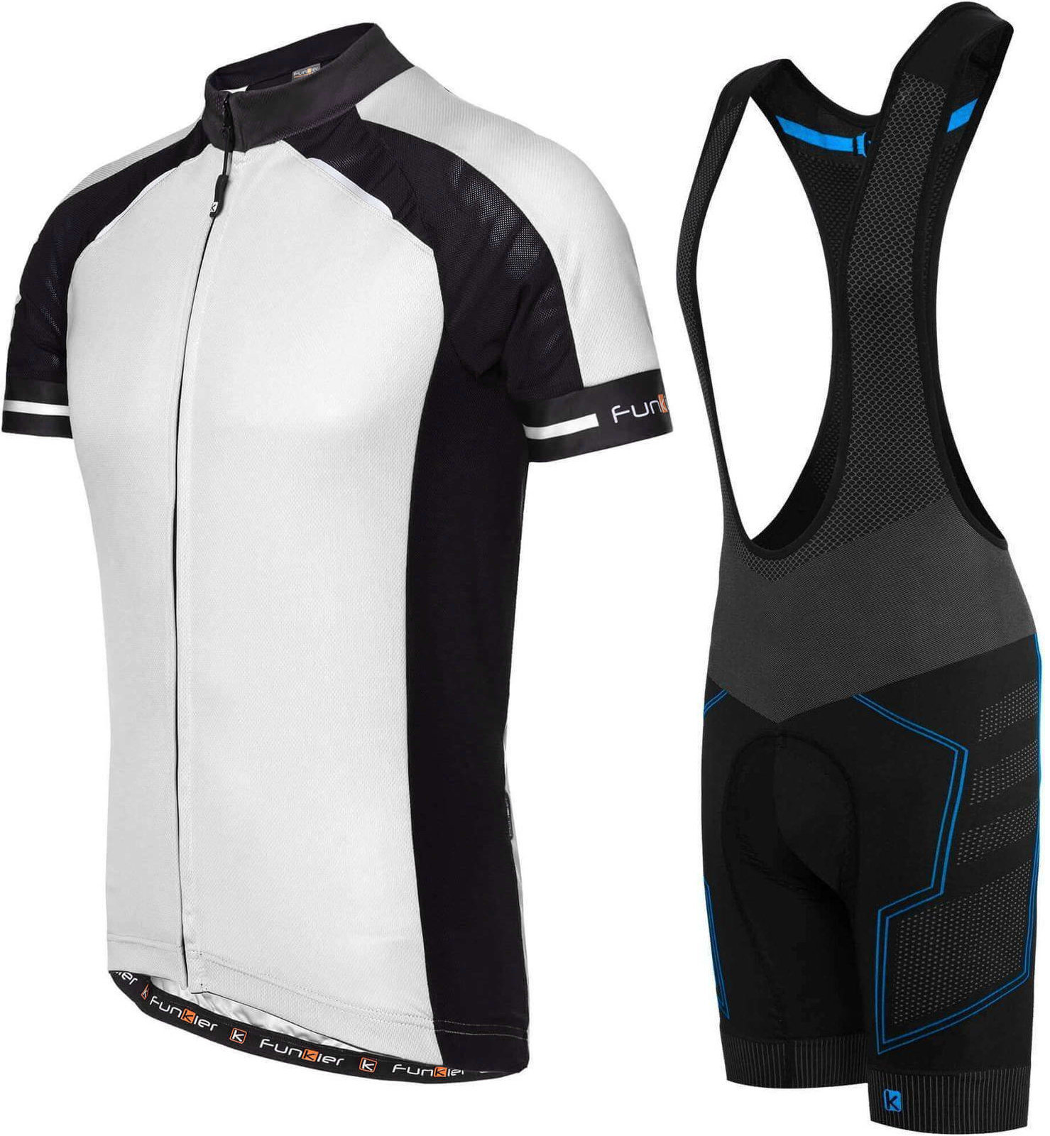 Maillot de ciclismo Funkier Firenze White M and Potenza Grey/Blue M-L SET Jersey