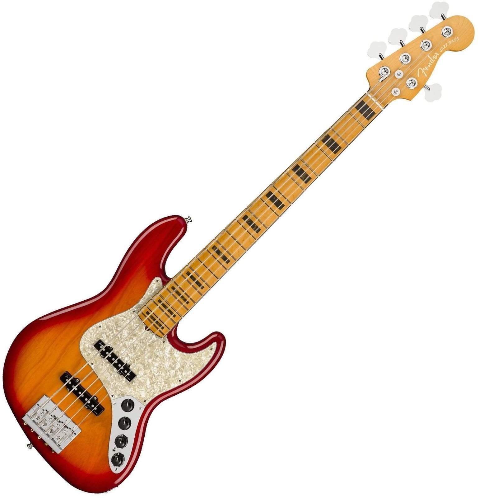 5-saitiger E-Bass, 5-Saiter E-Bass Fender American Ultra Jazz Bass V MN Plasma Red Burst