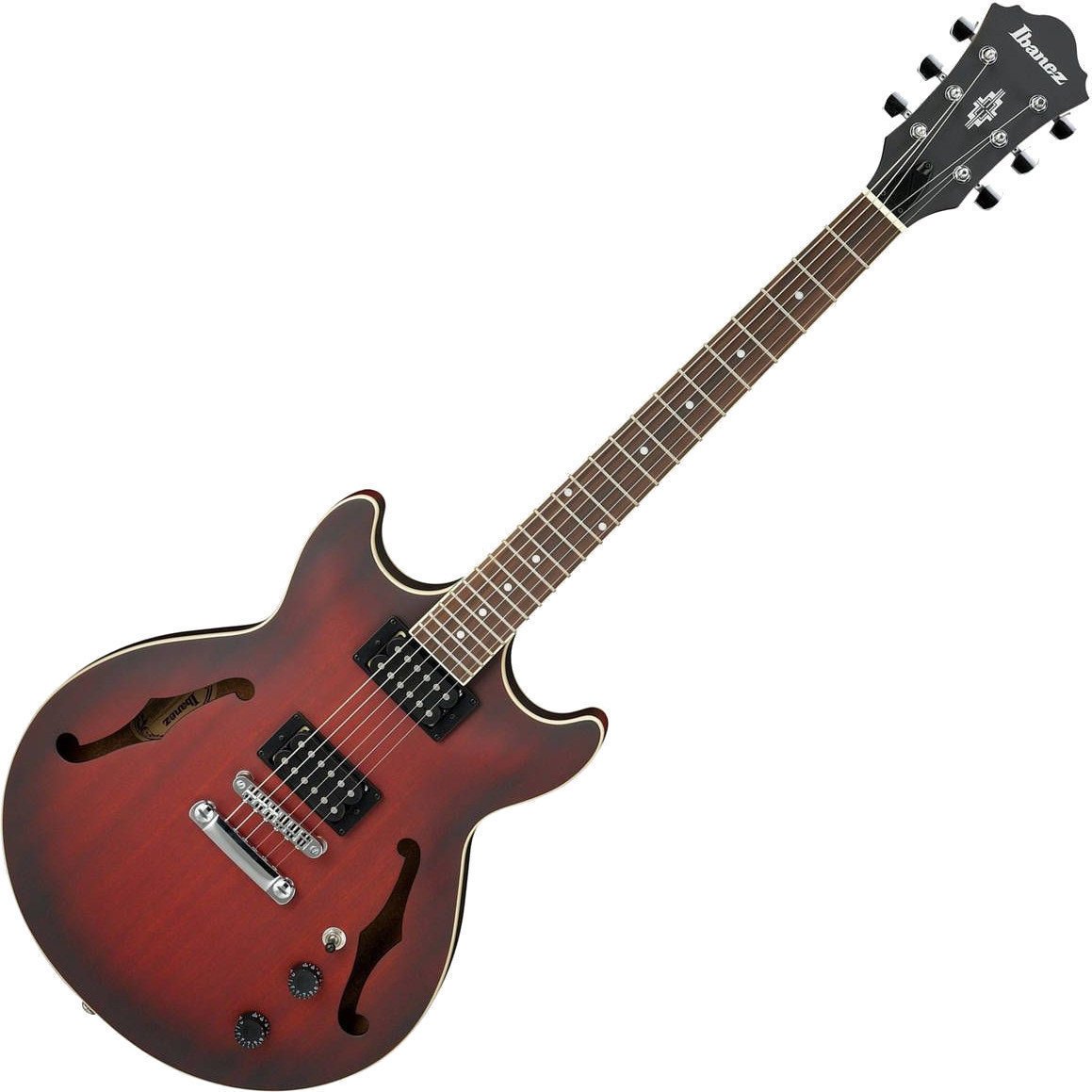 Guitare semi-acoustique Ibanez AM53-SRF Sunburst Red Flat
