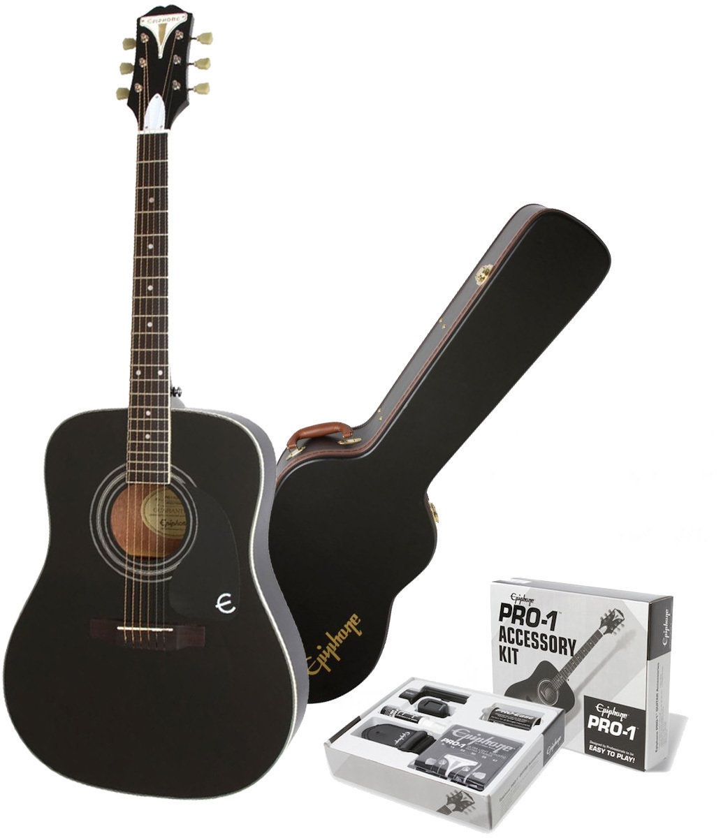 Akustična gitara Epiphone PRO-1 Plus Acoustic Ebony SET Ebony