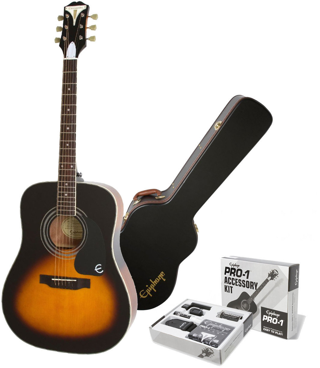 Akustická kytara Epiphone PRO-1 Plus Acoustic Vintage Sunburst SET Vintage Sunburst