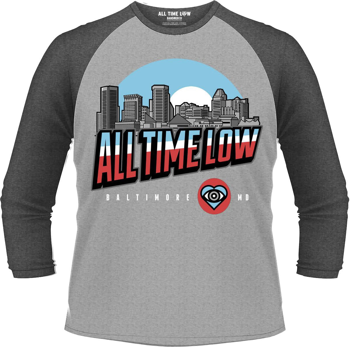 Camiseta de manga corta All Time Low Camiseta de manga corta Baltimore Grey S