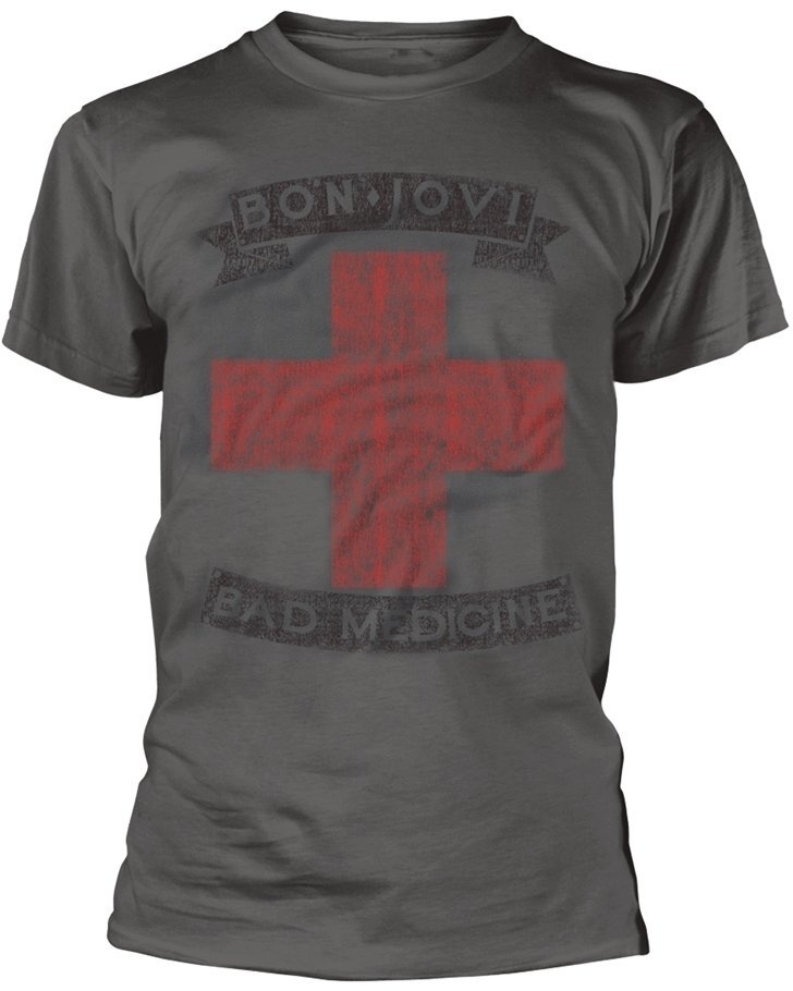 Camiseta de manga corta Bon Jovi Camiseta de manga corta Bad Medicine Hombre Grey S