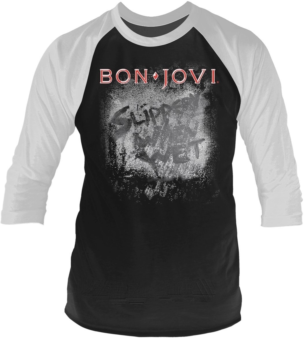 T-shirt Bon Jovi Slippery When Wet 3/4 Sleeve Baseball Tee XXL