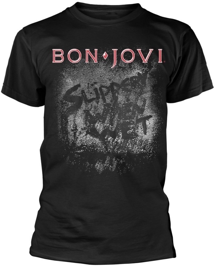 Camiseta de manga corta Bon Jovi Camiseta de manga corta Slippery When Wet Album Negro L