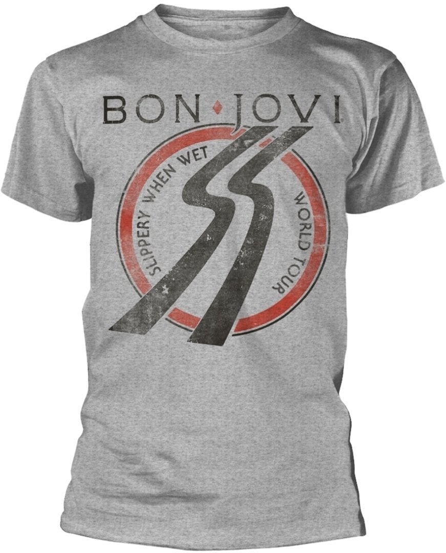 T-shirt Bon Jovi T-shirt Slippery When Wet Tour Homme Gris 2XL