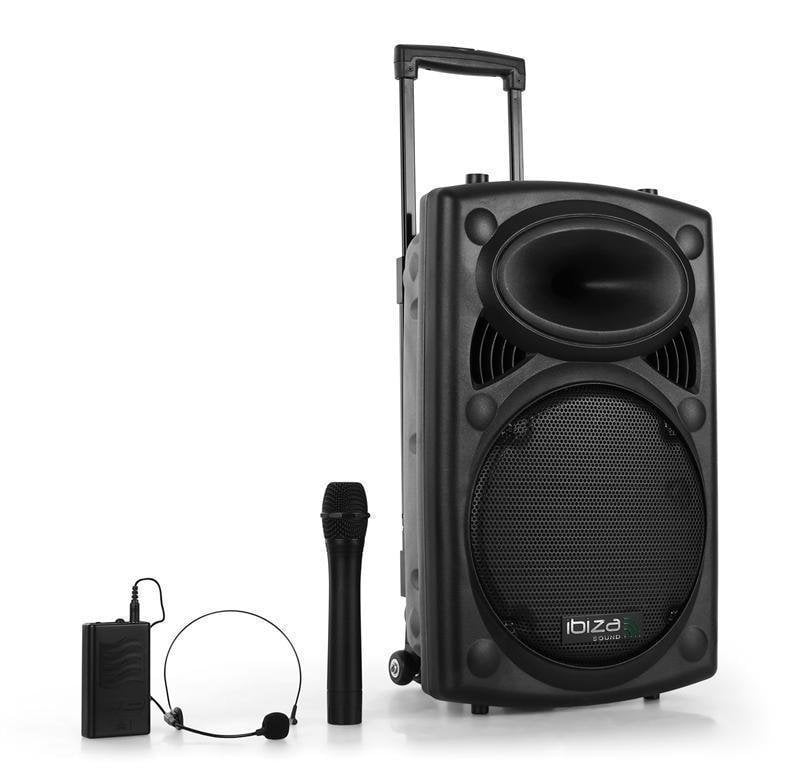 Sistema de megafonía alimentado por batería Ibiza Sound PORT12VHF-BT