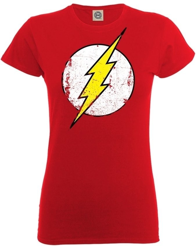 T-shirt The Flash Distressed Logo Red XL T-shirt