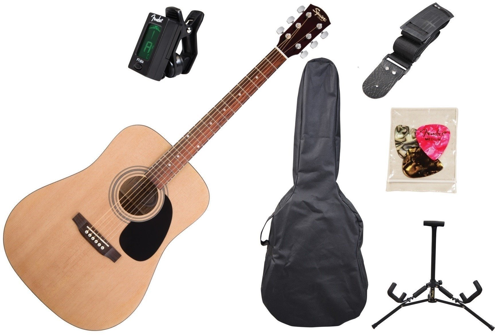 Acoustic Guitar SET Fender Squier SA-105 Natural Pack